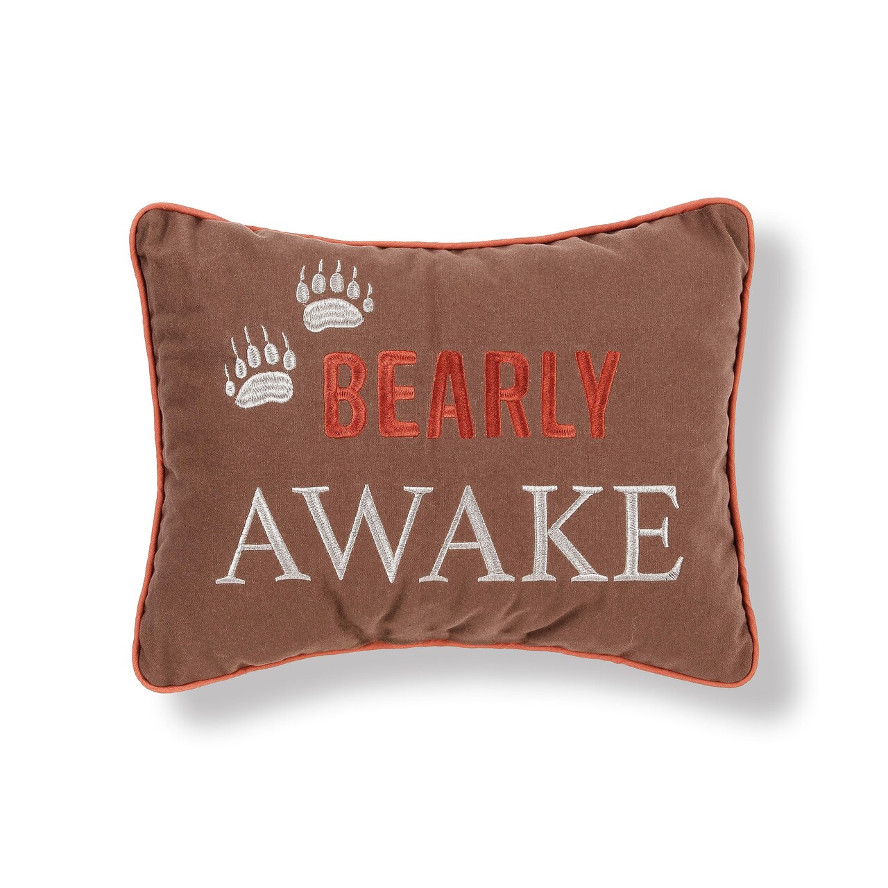 Bearly Awake Embroidered Thanksgiving Accent Throw Pillow, 12" x 16"